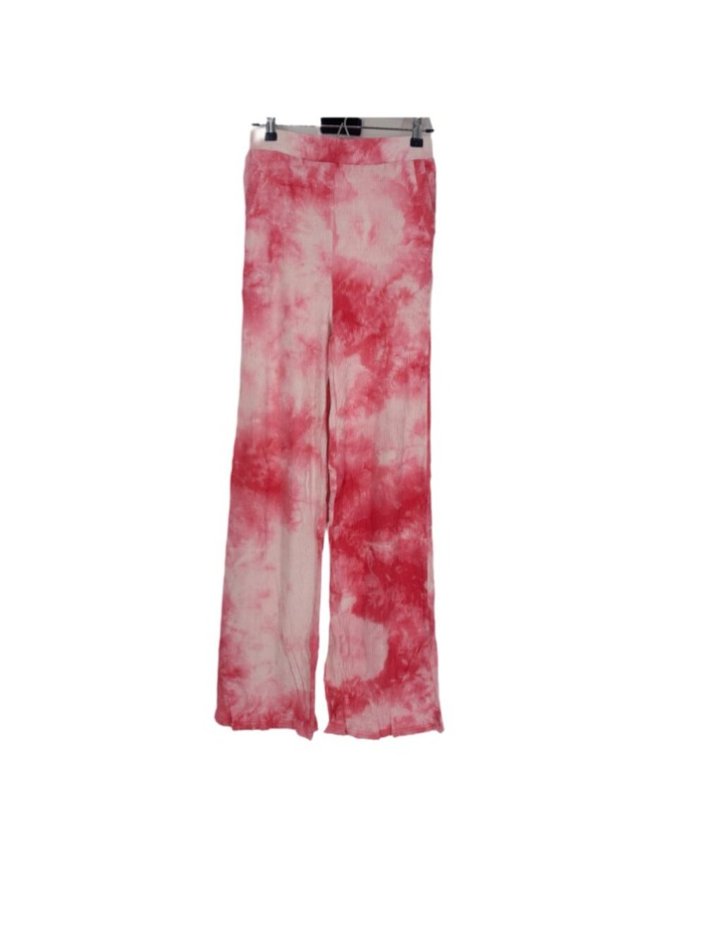 3 Piece Tie Dye Lounge Set Large Pink Ribbed Cami Top + Flare Pants + Hoodie Y2K - Picture 7 of 11